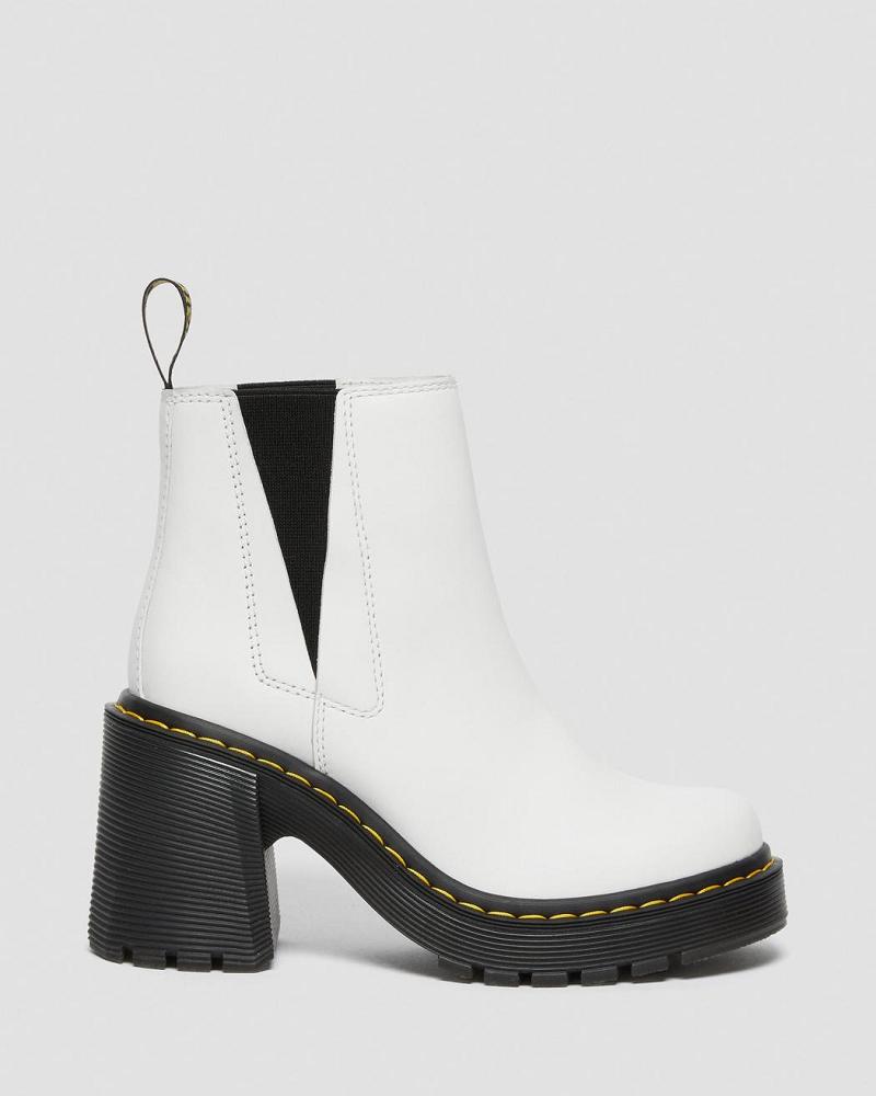 Dr Martens Spence Leren Flared Heel Enkellaars Dames Wit | NL 696LIS